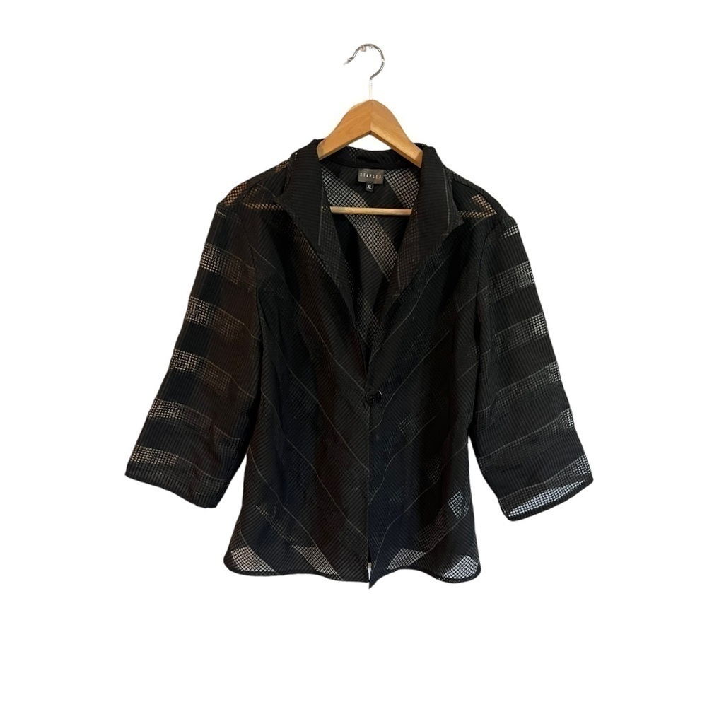 Staples Woman's Jacket Top Topper Blazer XL Black Career Office Lagenlook